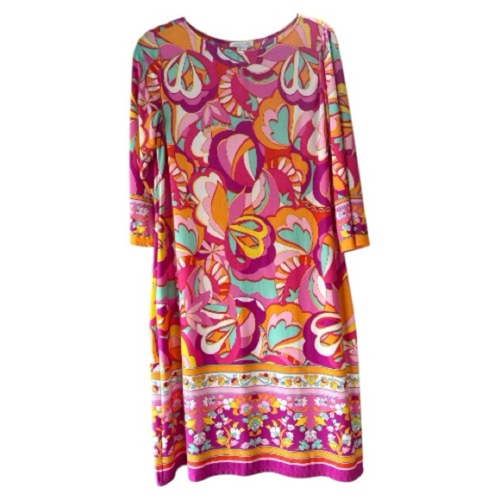 Vibrant Pink Multi-Color Patterned Women's Dress